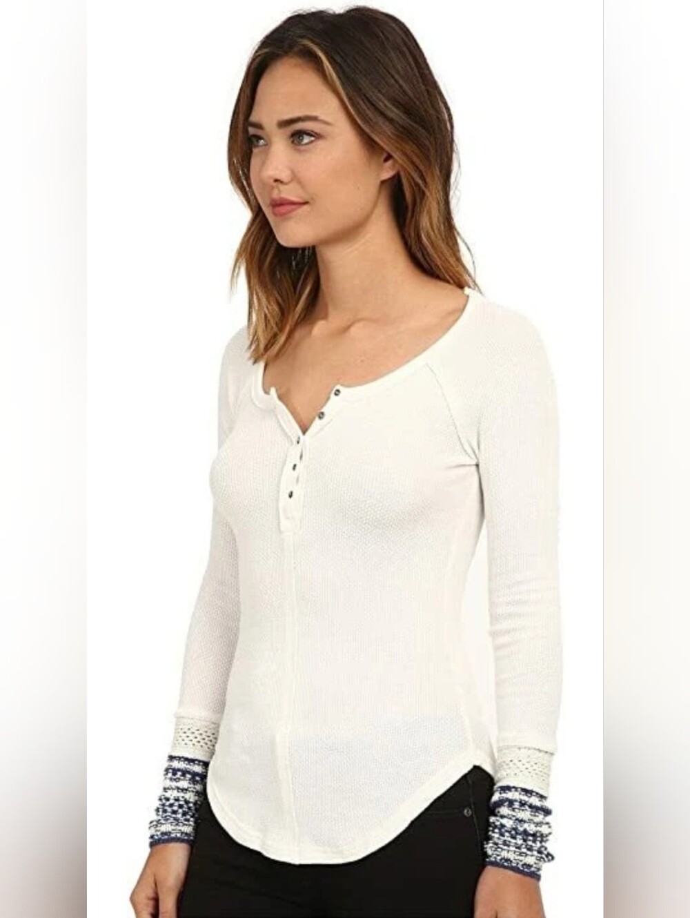 Free People Newbie Ski Lodge Knit Cuff Thermal Long Sleeve Top Size XS